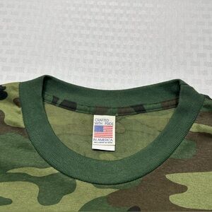 EXC.! Vintage 80's USA Made Single Stitch Military Camo Pocket Ringer T Shirt XL